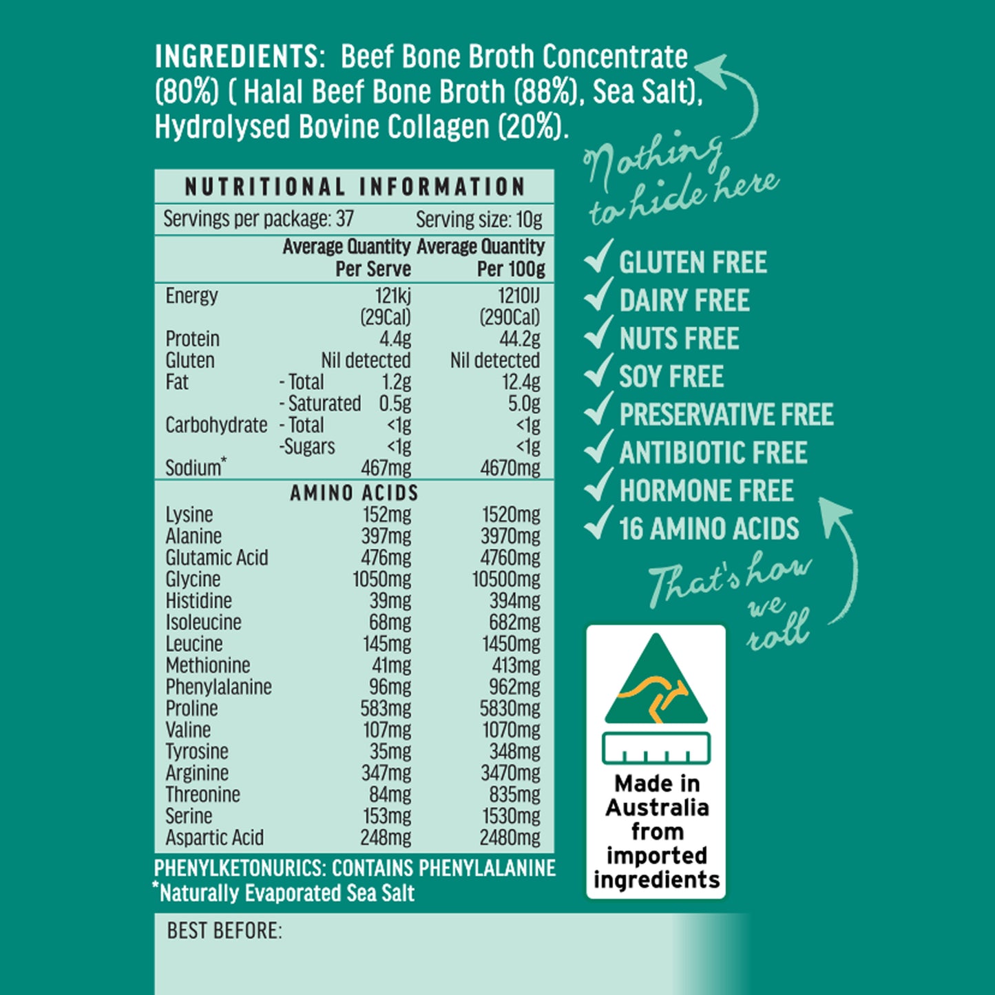 Halal Beef Broth with Collagen Concentrate -  375gram  NEW PRODUCT! - Australian Bone Broth Co