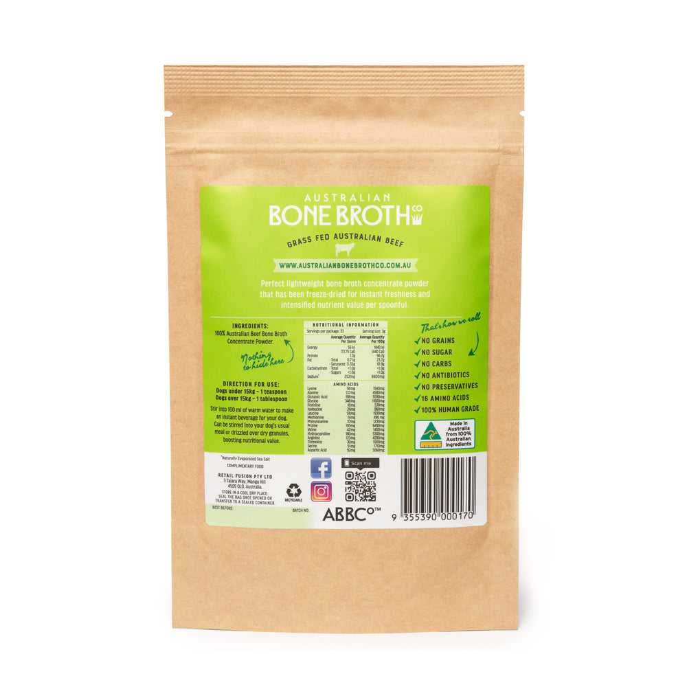 Pet Bone Broth Powder 100 gram- No veggies or herbs  just pure bone broth.