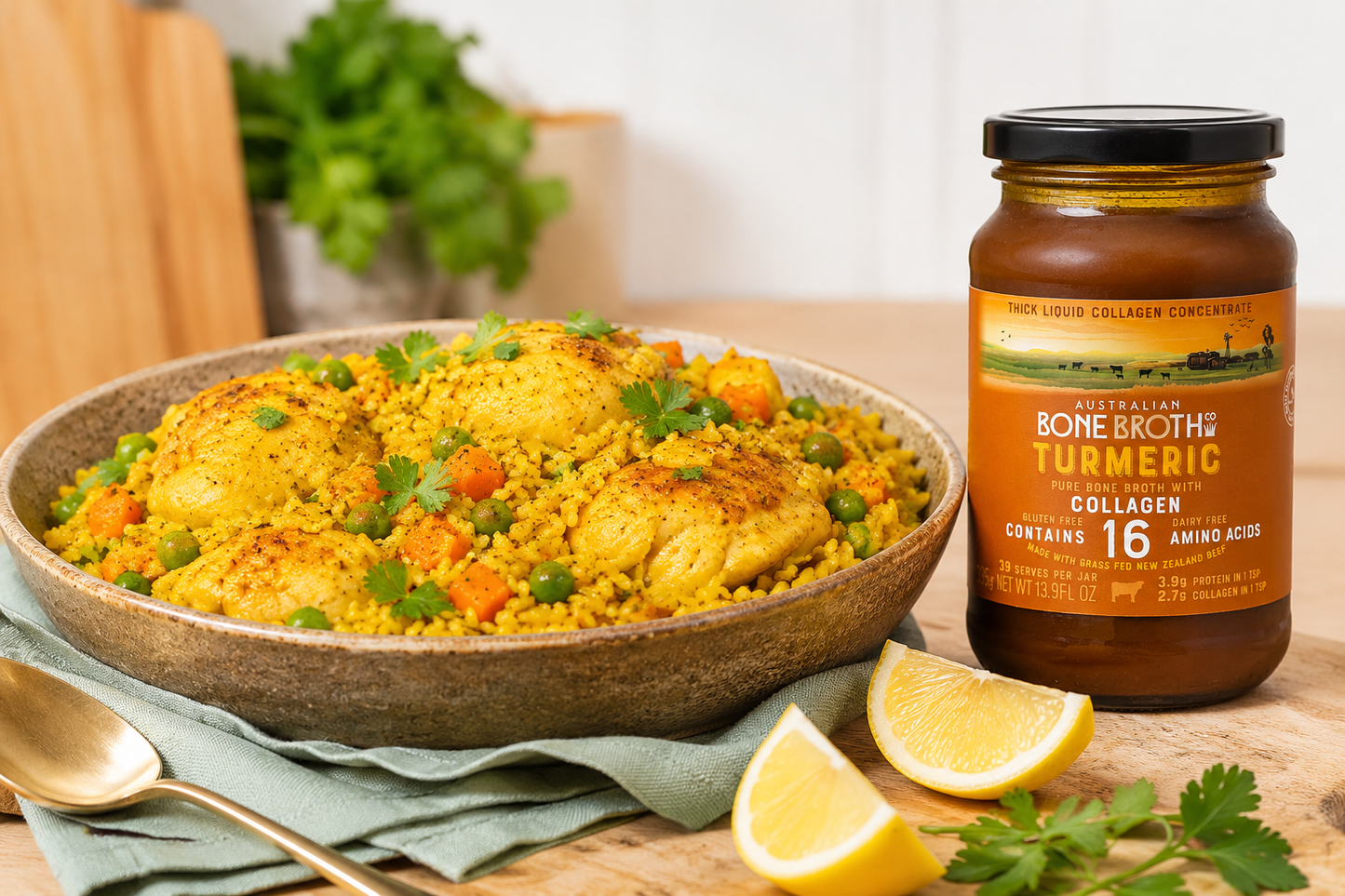 Easy One-Pan Turmeric Bone Broth Chicken and Rice