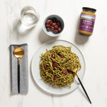 Pesto Pasta with Olives + Australian Bone Broth Five Herbs