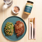 Grilled Steak with Tabbouleh Salad + Australian Bone Broth Natural Beef