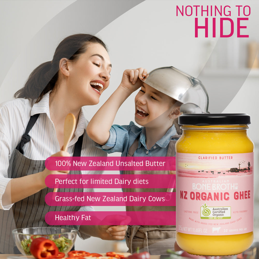 NZ Organic Certified Grass-Fed Ghee - Unsalted butter 325 gram Jar