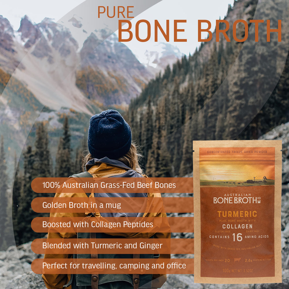 
                      
                        Turmeric Beef Bone Broth Concentrated Freeze-Dried Powder with Grass-Fed Collagen Peptides  100 gram
                      
                    