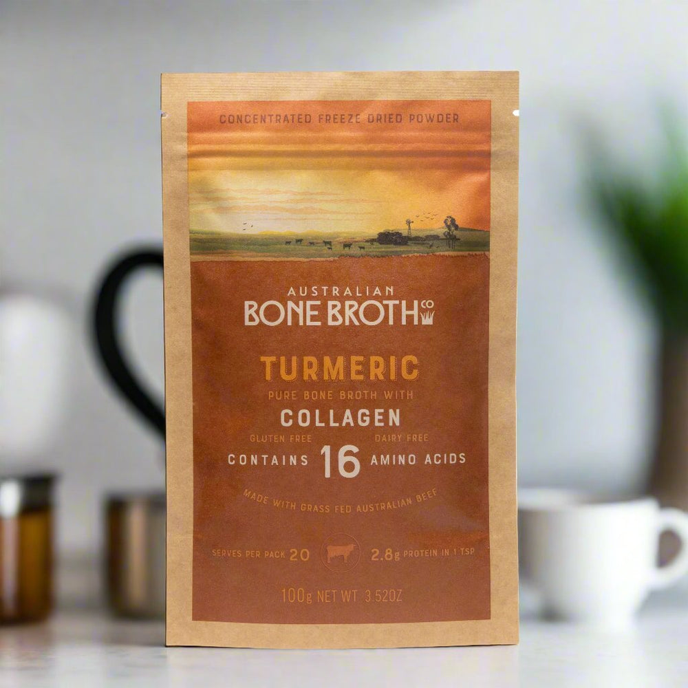 Turmeric Beef Bone Broth Concentrated Freeze-Dried Powder with Grass-Fed Collagen Peptides  100 gram