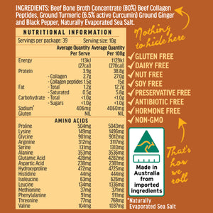 Turmeric Beef Broth Concentrate with Grass-Fed Collagen Peptides 395 grams