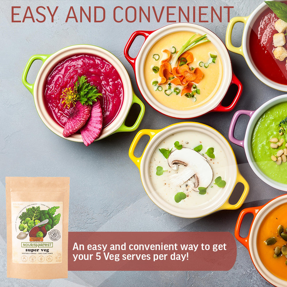 
                      
                        Nourisharvest Superveg Powder - 100% Organic Australian Vegetable Blend
                      
                    