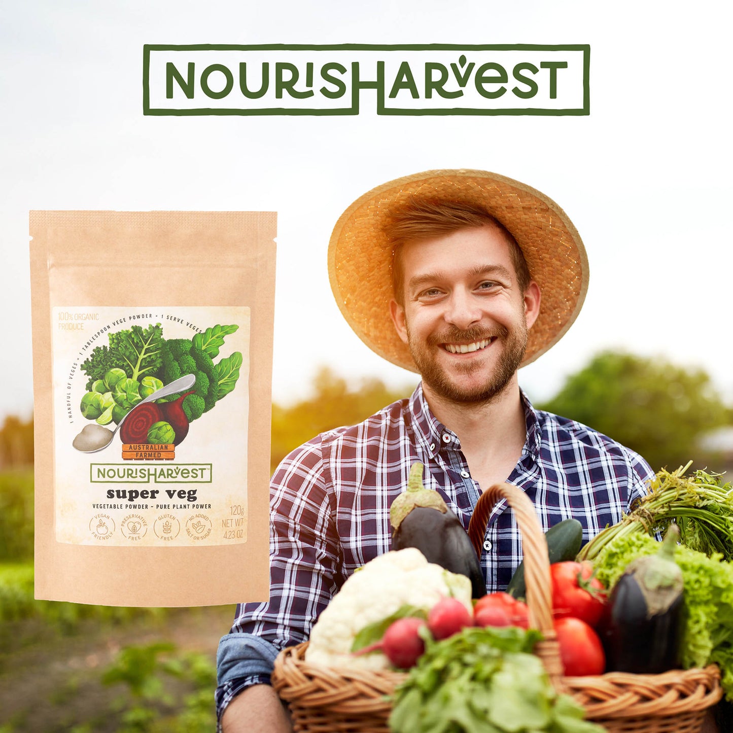Halal Beef Bone Broth 390g & Organic Veg Powder - Promotion select your Nourisharvest Veg.